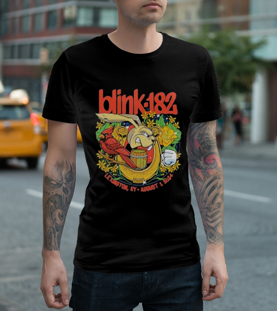 Blink-182 Lexington KY August 1 2024 Cardinal Rabbit Crest T-Shirt
