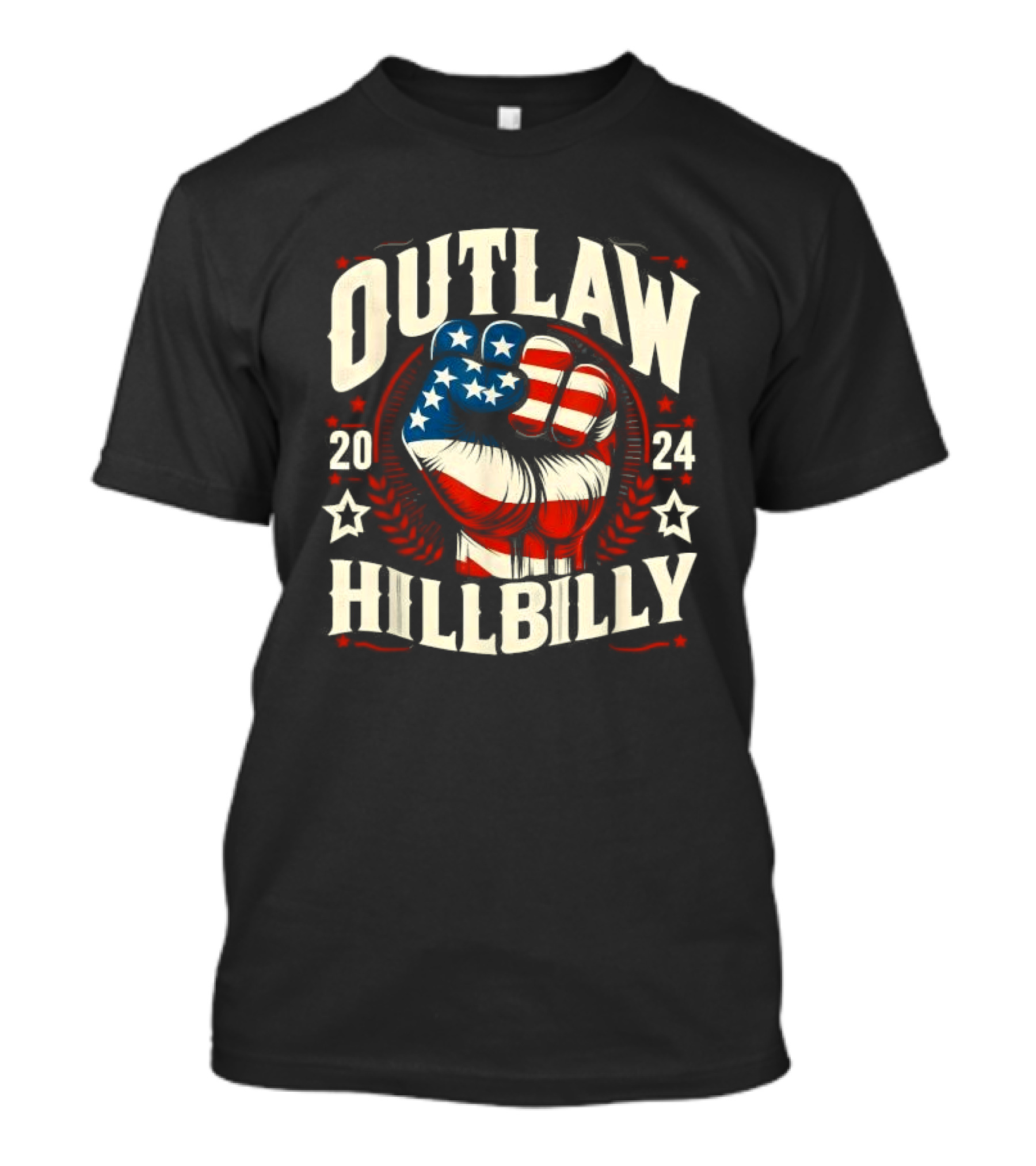 Outlaw Hillbilly 2024 US Flag Fist Vintage Retro Trump Vance T-Shirt