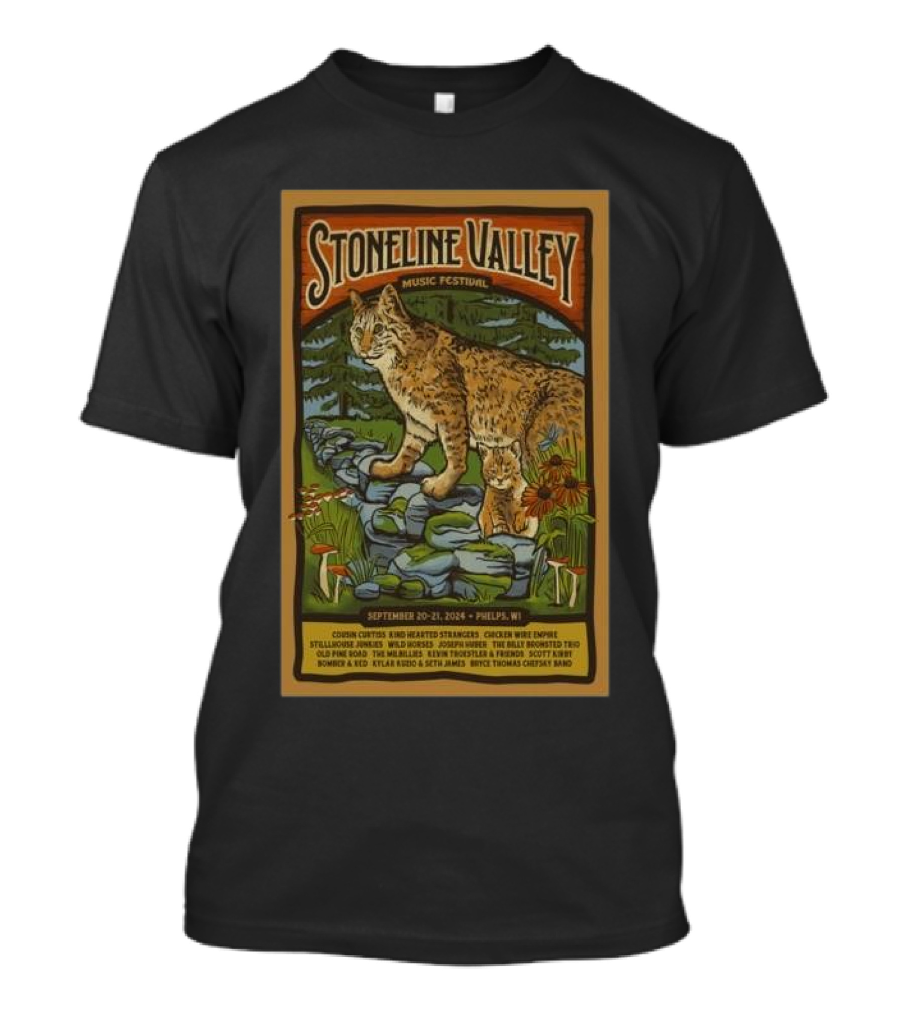 Stoneline Valley Music Festival September 20-21 2024 Featuring Catskill, Wooden Bridges, The New Breed Quartet, Mud Bison, Phelps WI T-Shirt