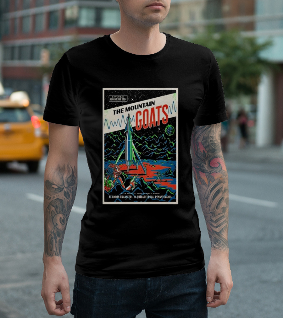 Saturday August 3rd 2024 The Mountain Goats With Special Guest Field Medic At Union Transfer In Philadelphia Pennsylvania With Space Concept T-Shirt