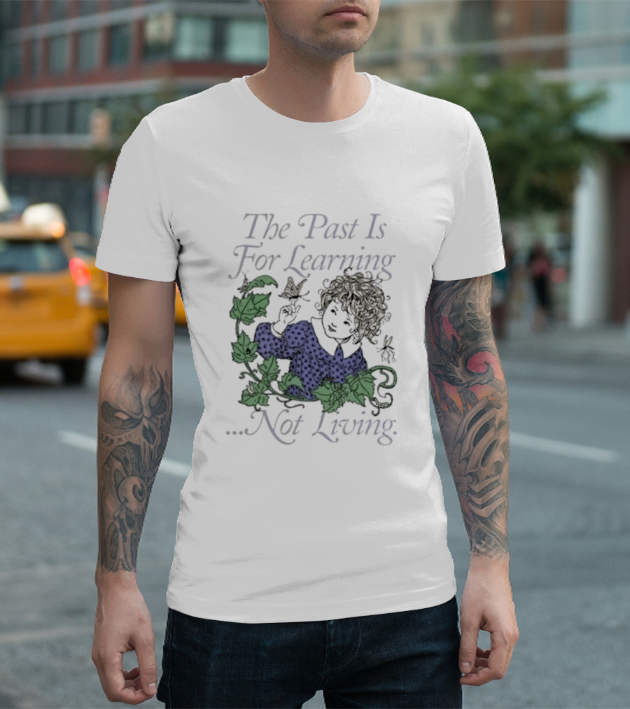 The Past Is For Learning Not Living Curly-Haired Child with Ivy and Butterflies T-Shirt