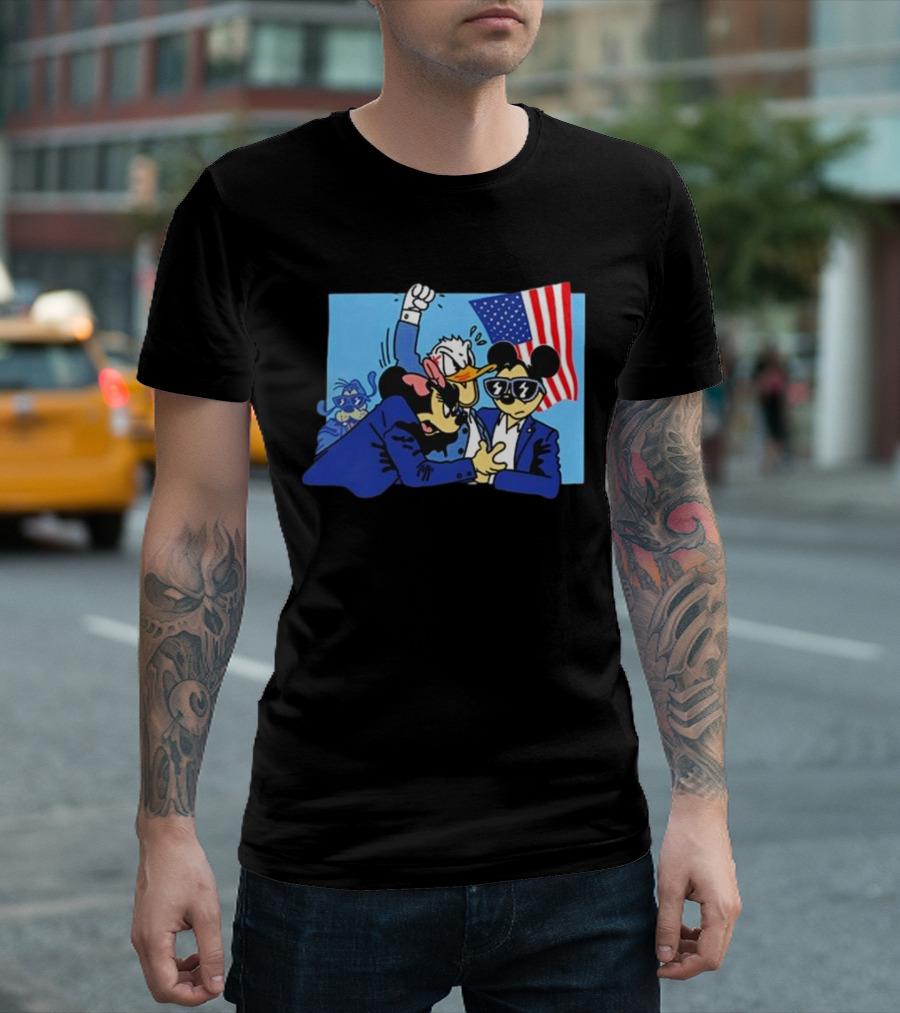 Took It Easy Duck Trump Shoot 2024 Fight American Flag T-Shirt
