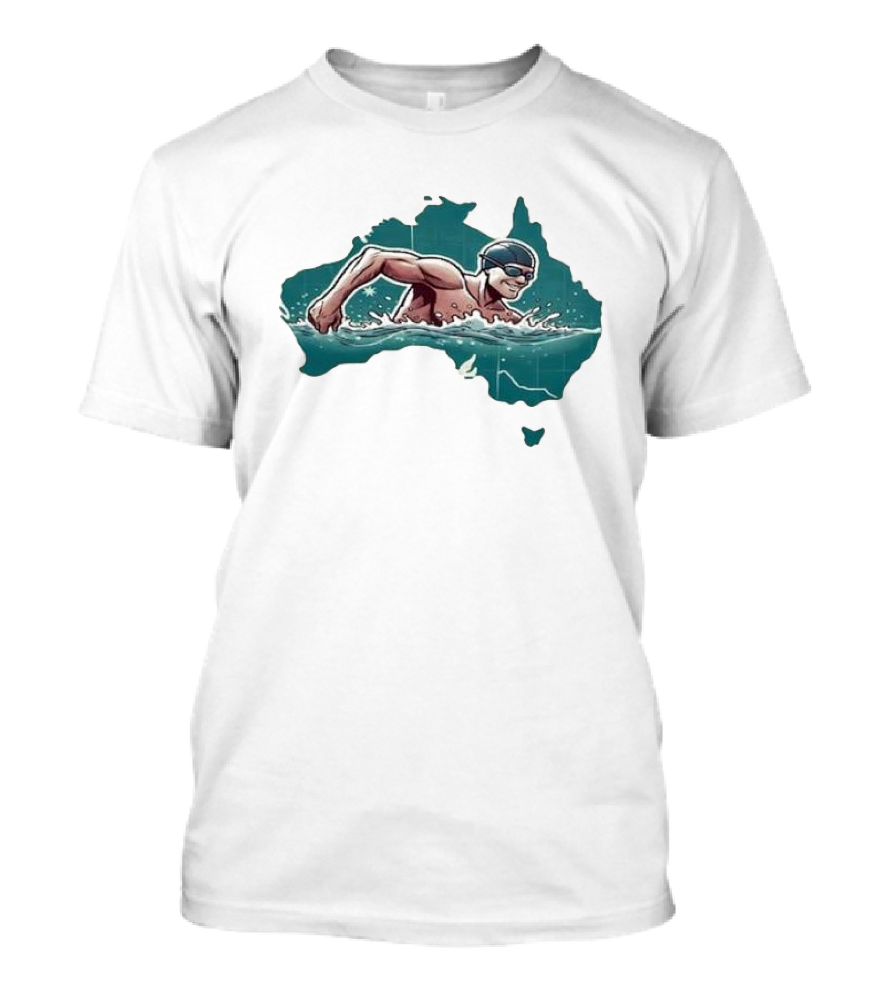 Paris 2024 Aussie Swimmer Australia Map T-Shirt