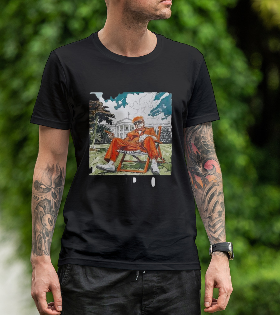 TRUMP 2024 Take America Back US Flag Voting Convicted Felon White House T-Shirt