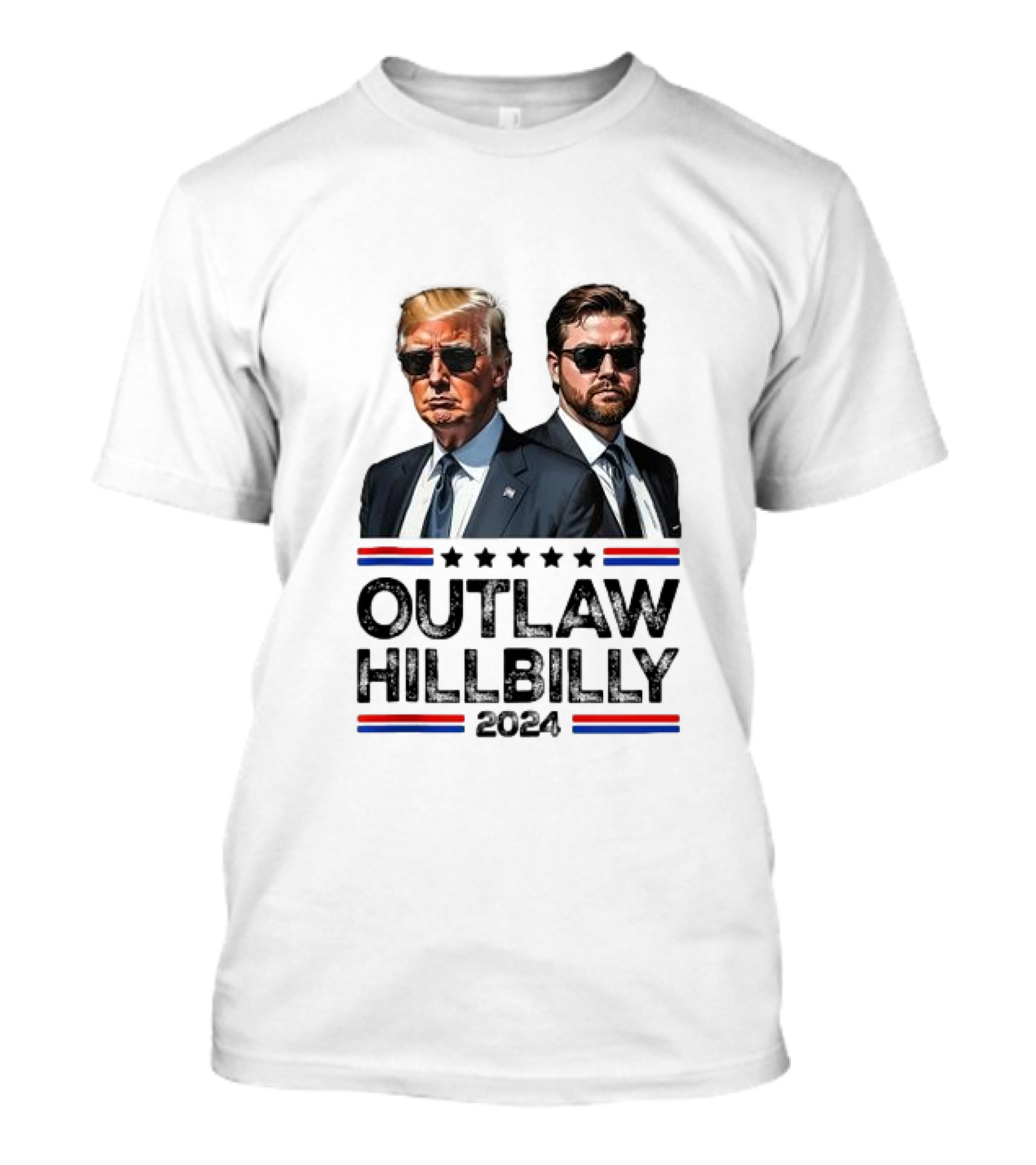 Outlaw Hillbilly 2024 Trump Vance Vintage US Flag T-Shirt