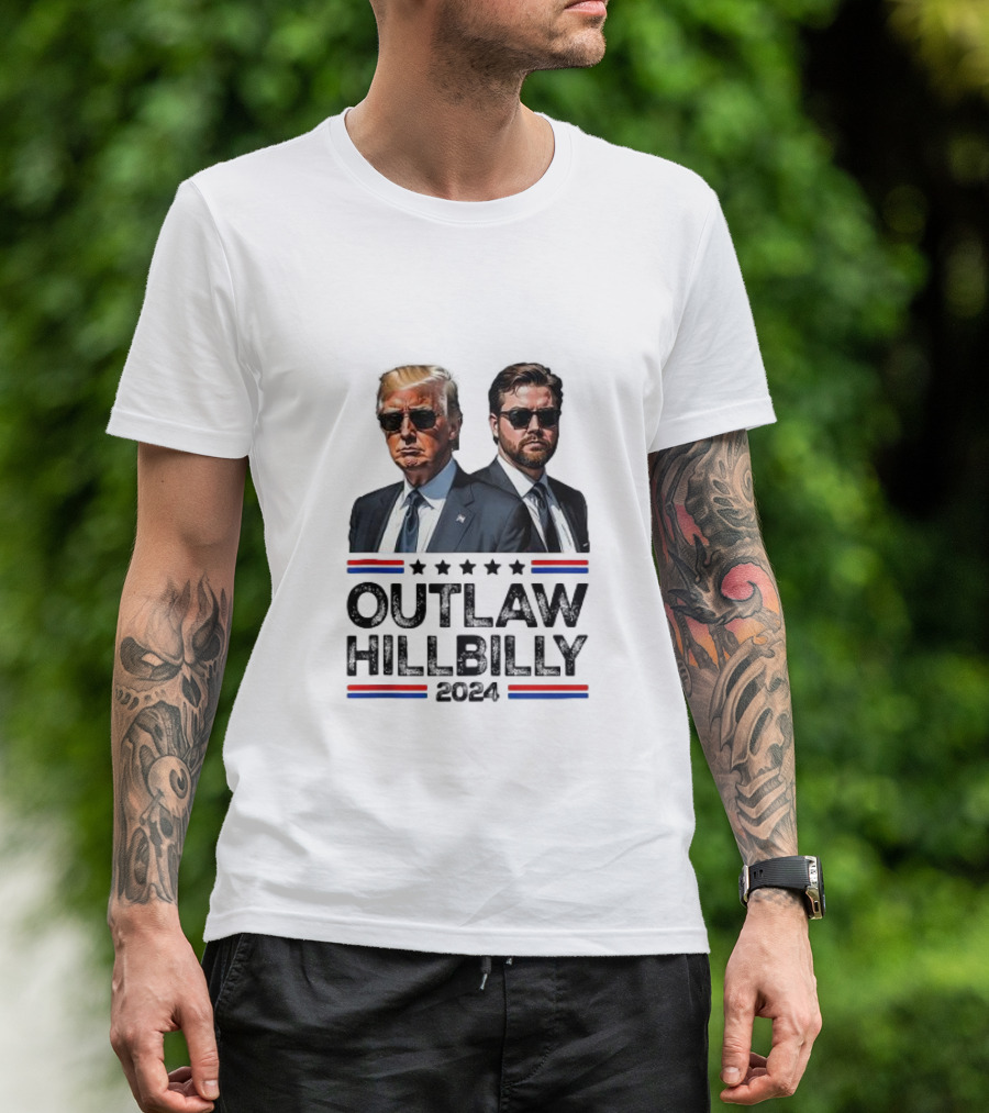Outlaw Hillbilly 2024 Trump Vance Vintage US Flag T-Shirt