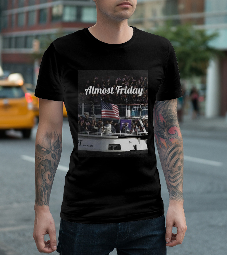 Almost Friday American Flag Celebration Boat Party T-Shirt