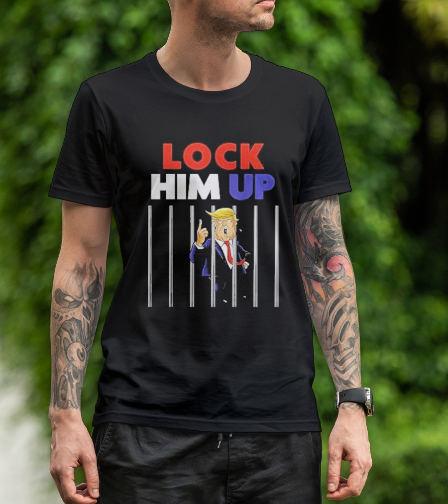Lock Him Up Anti-Trump Funny Library Grey T-Shirt