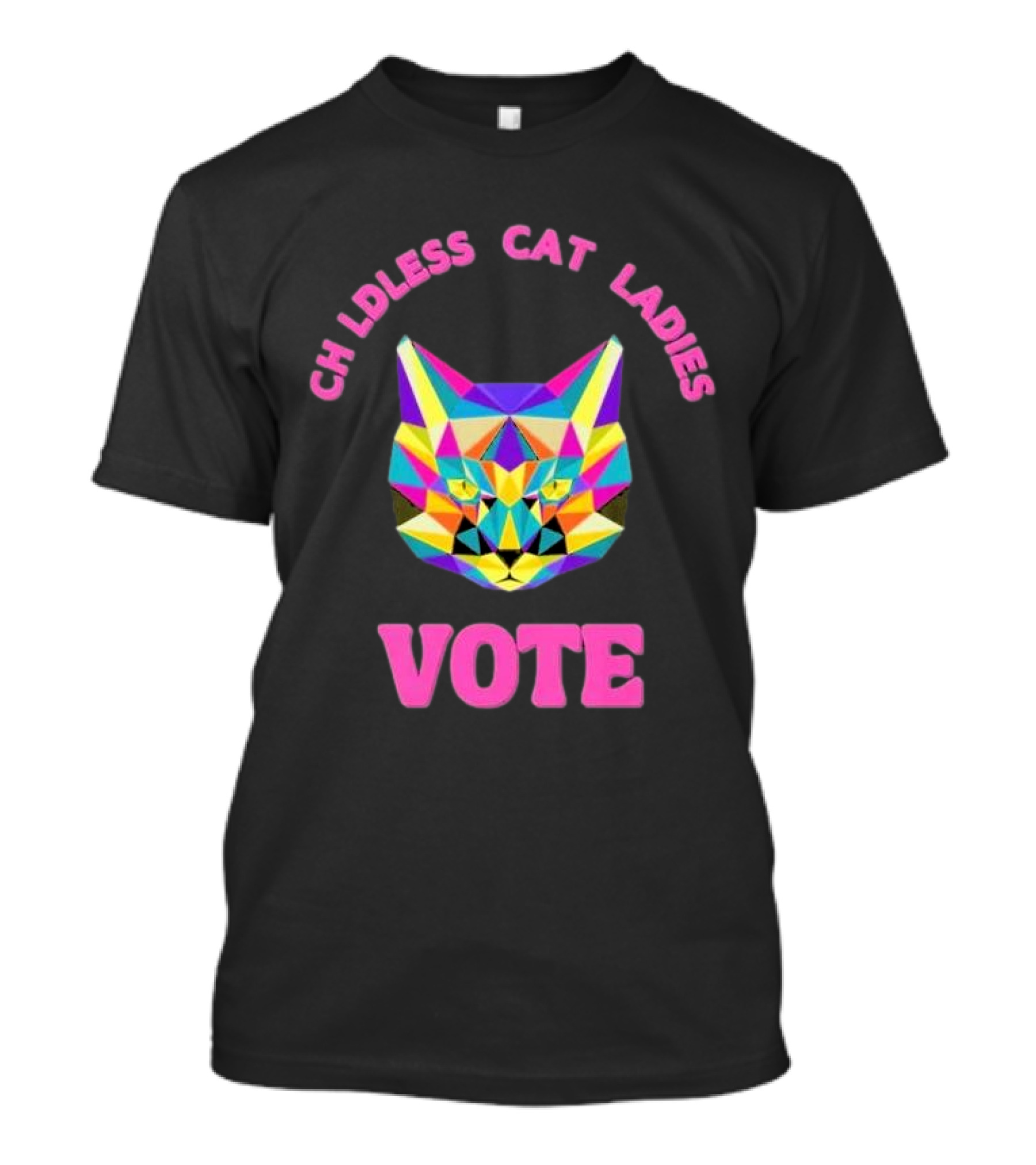 Colorful Cat Vote Childless Cat Ladies Kamala Harris 2024 Madam President T-Shirt