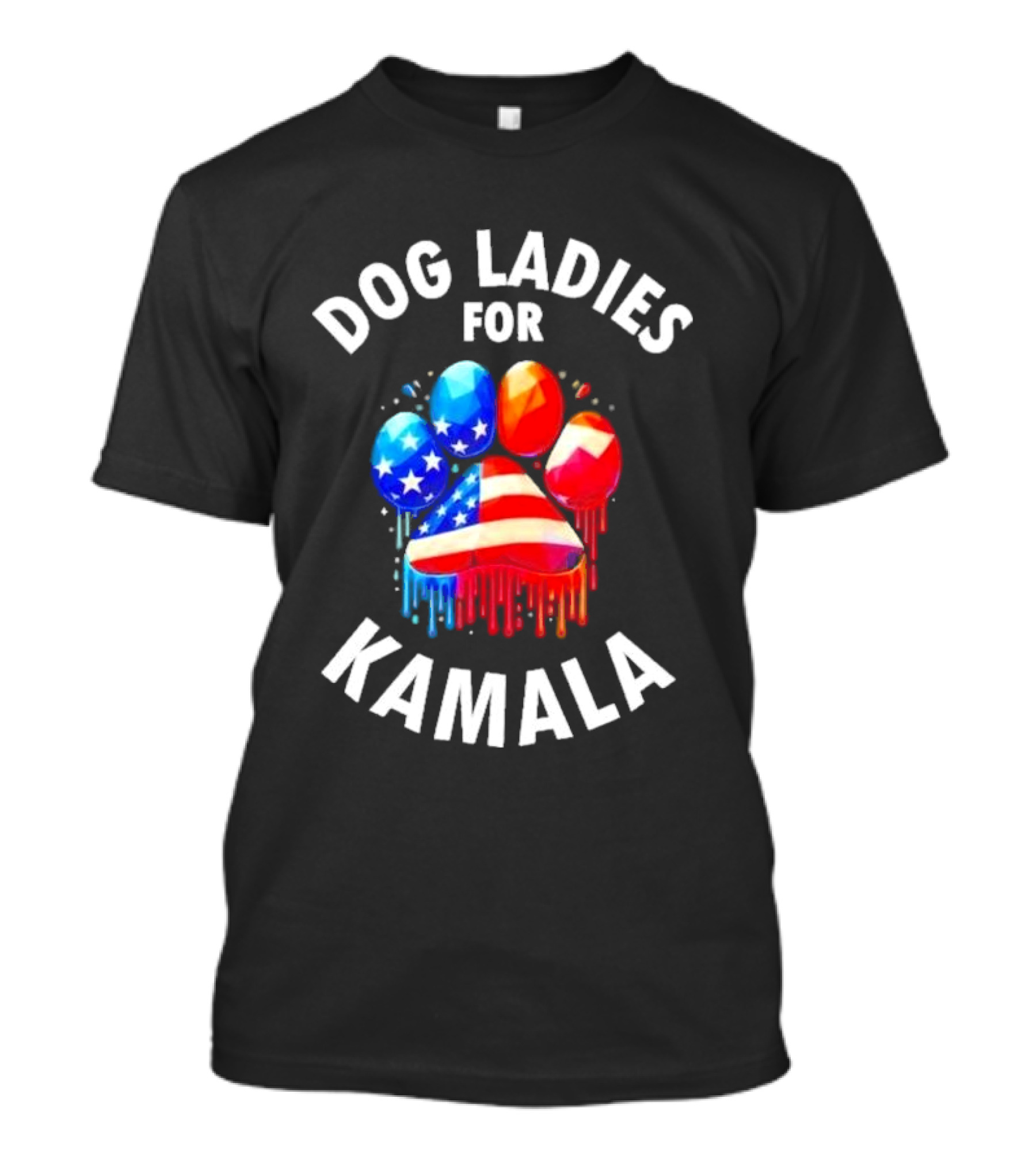 Dog Ladies For Kamala Paw Print USA Flag T-Shirt