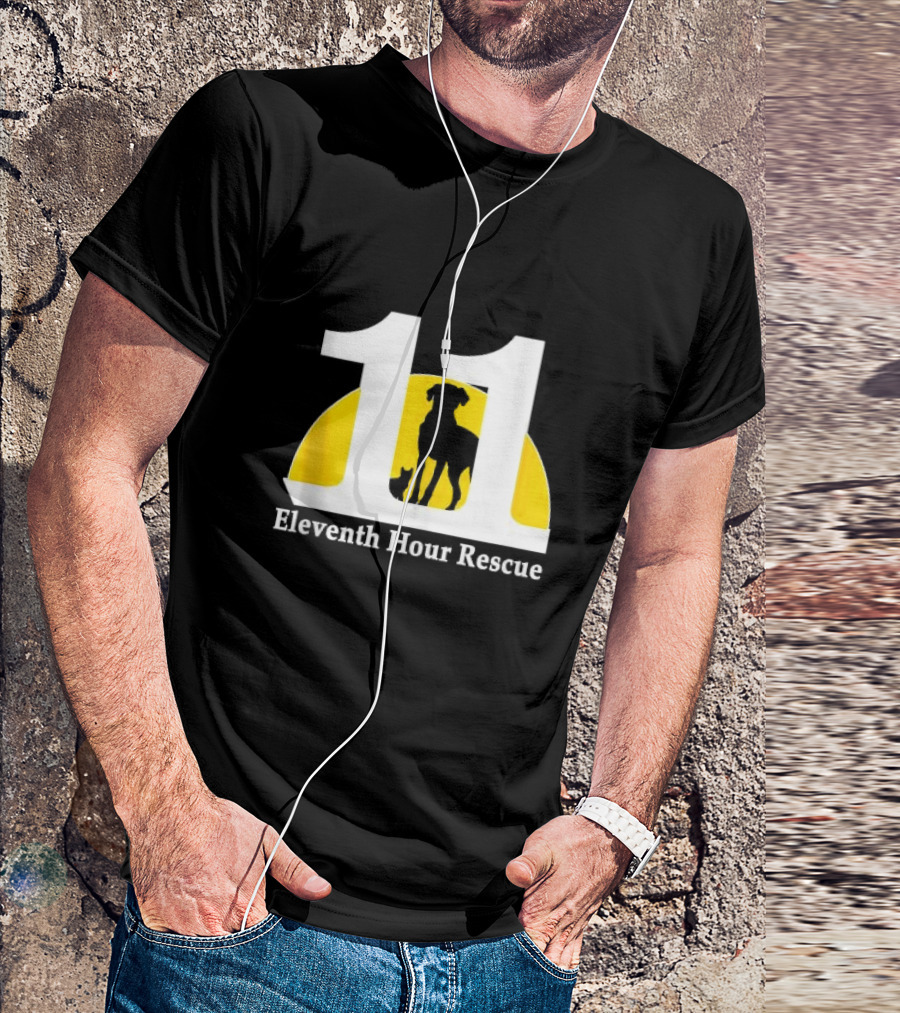 Eleventh Hour Rescue 11 Dog And Cat Silhouette In Yellow Circle T-Shirt