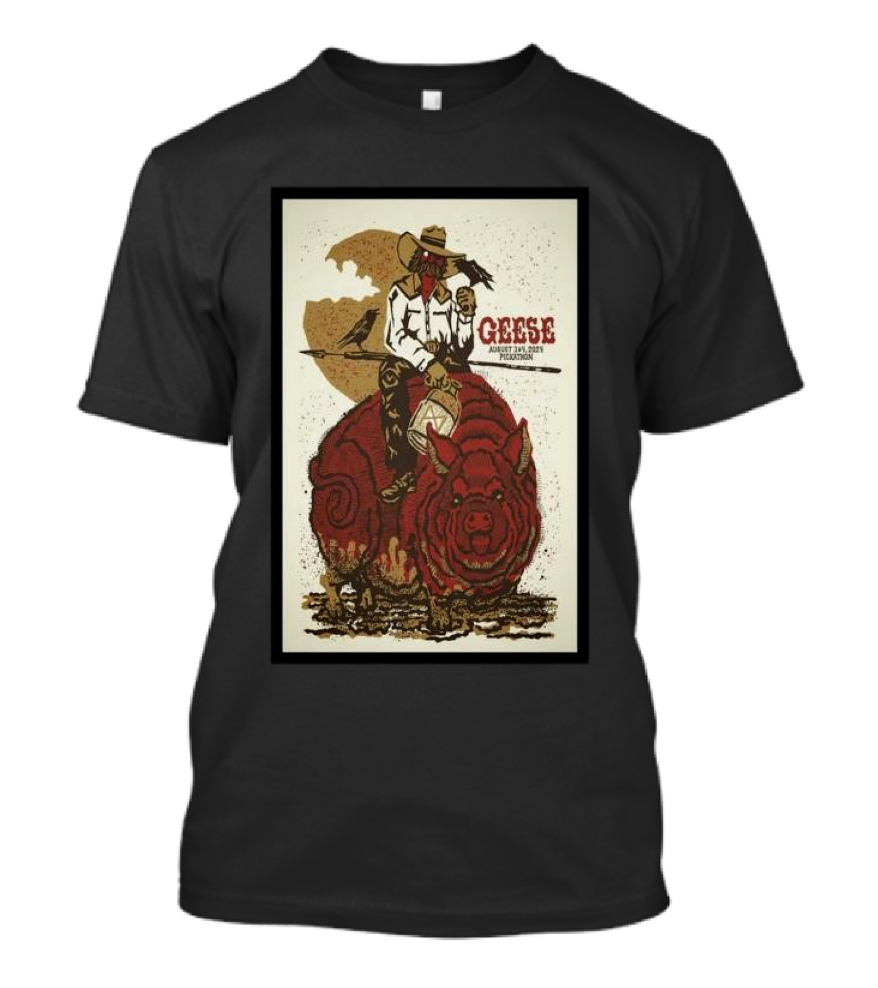 Geese Pickathon Experiential Music Festival August 3-4 2024 Happy Valley Oregon Cowboy Riding Boar T-Shirt