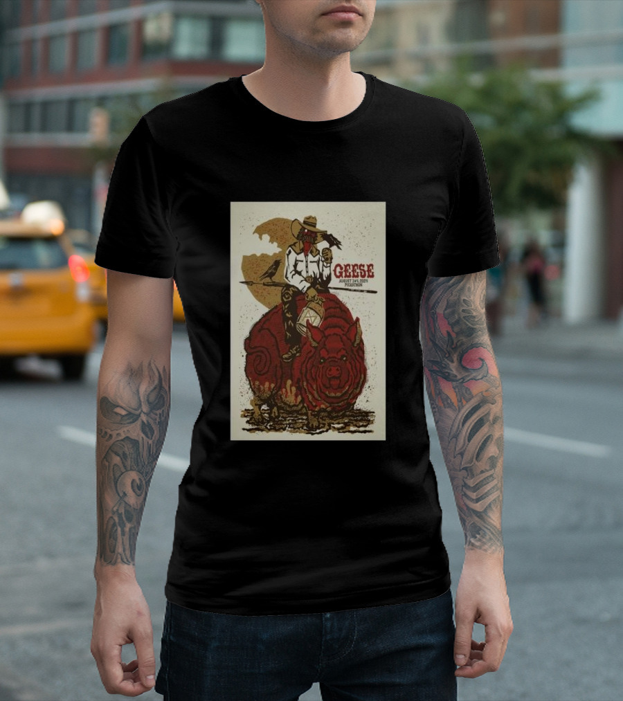 Geese Pickathon Experiential Music Festival August 3-4 2024 Happy Valley Oregon Cowboy Riding Boar T-Shirt