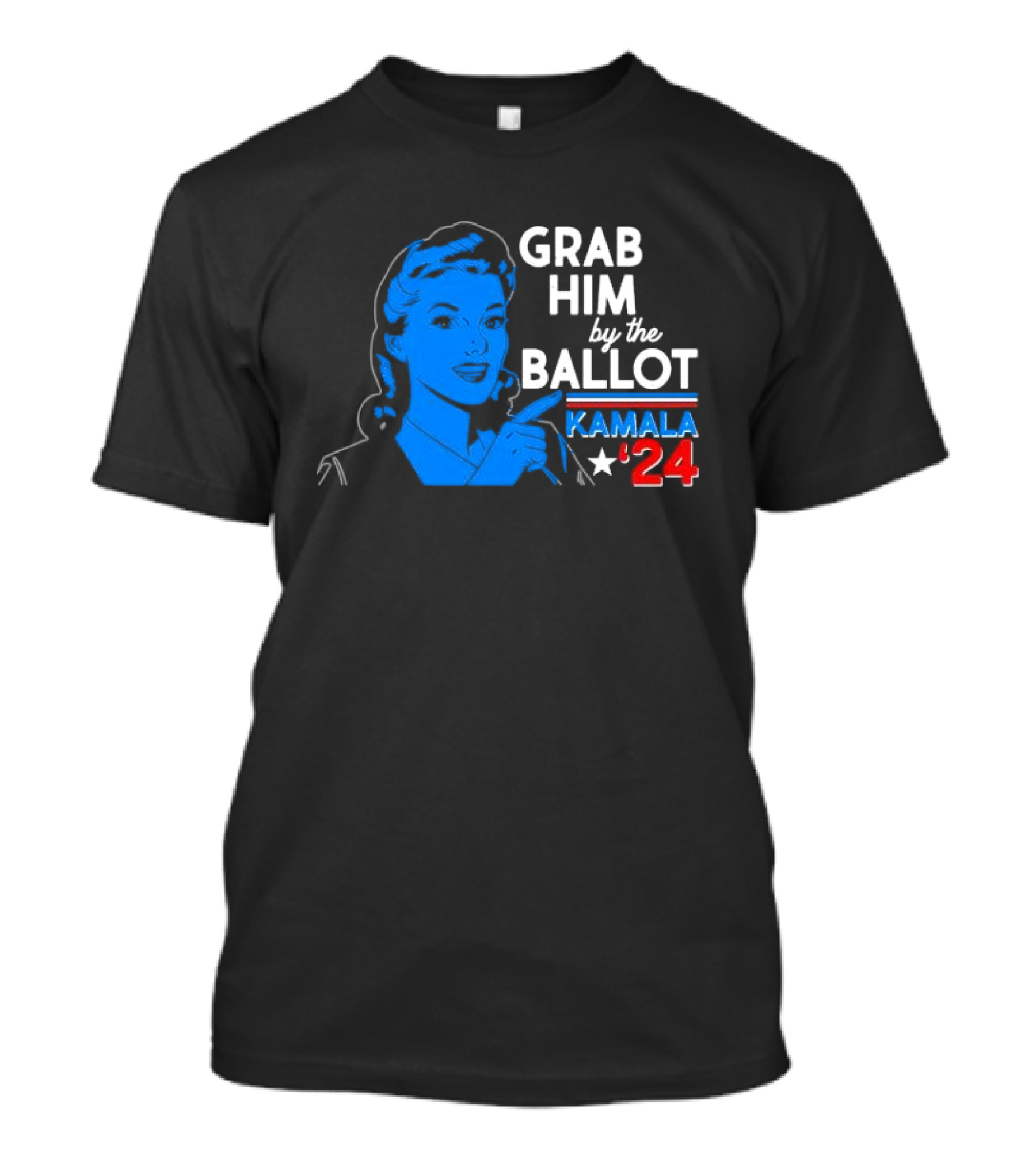 Grab Him By The Ballot Kamala Harris 2024 Retro Vintage Vote Democratic T-Shirt