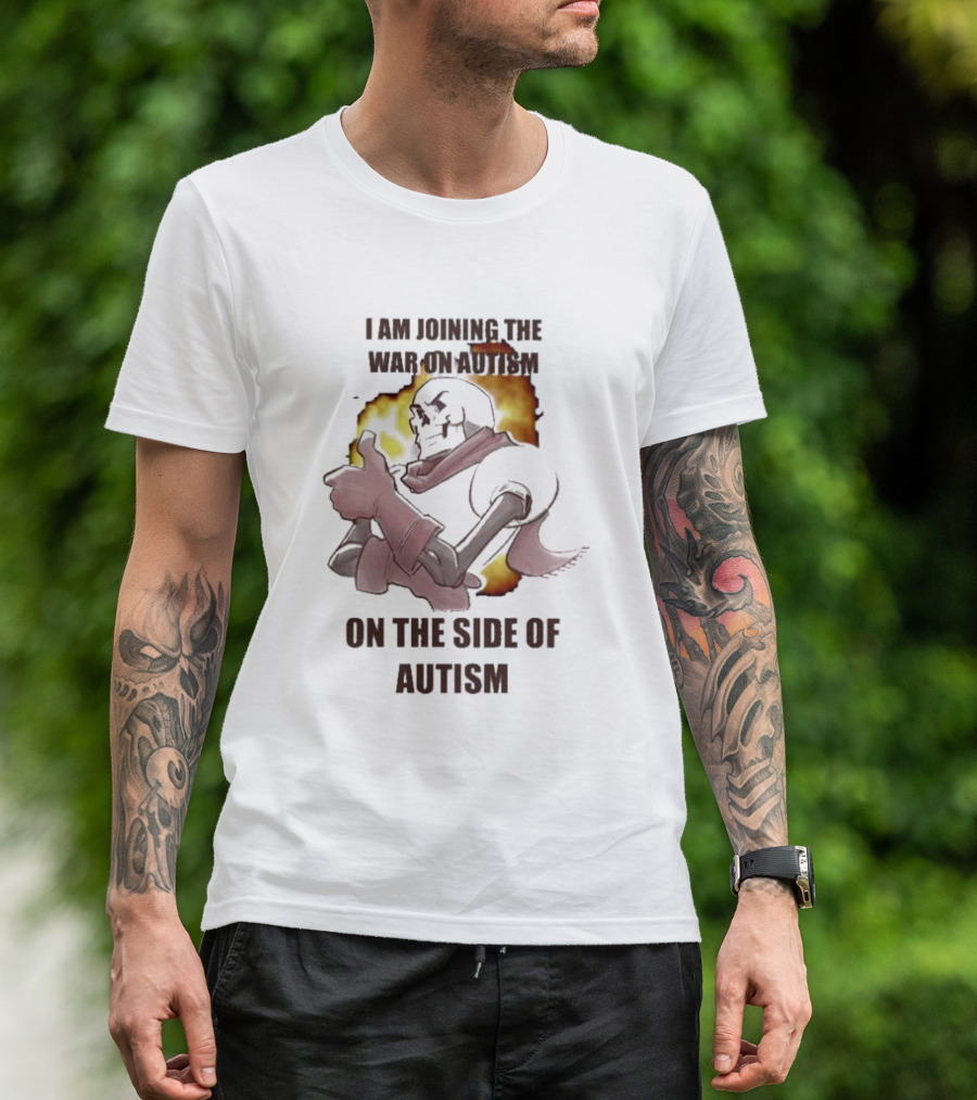 Joining The War On Autism On The Side Of Autism Thumbs Up Flame Background T-Shirt