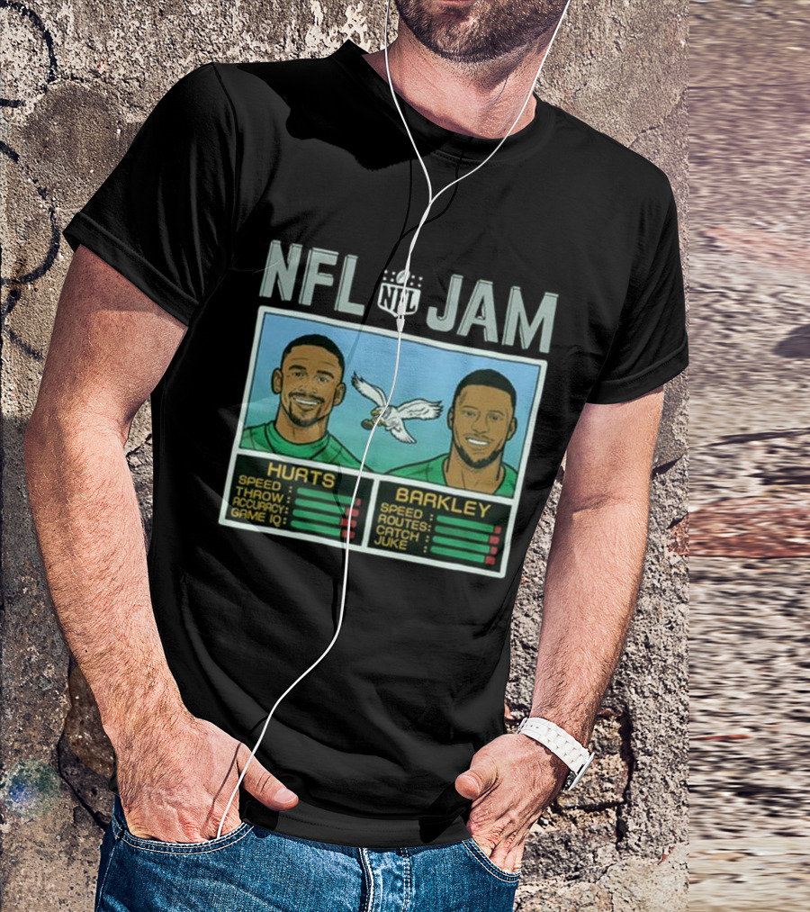 NFL Jam Eagles Hurts Barkley Speed Throw Accuracy Game IQ Routes Catch Juke T-Shirt