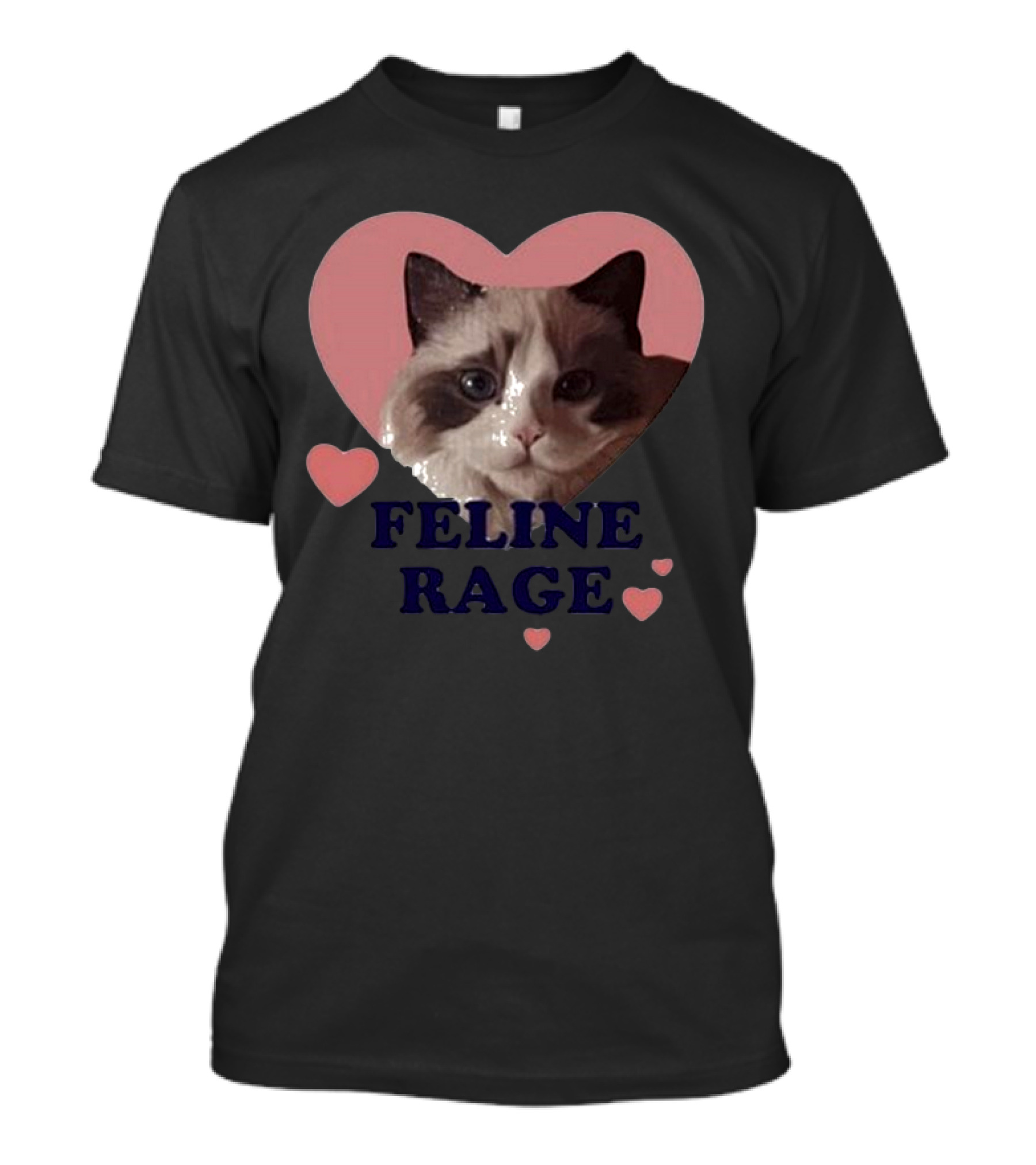 Feline Rage Cat Heart Face T-Shirt