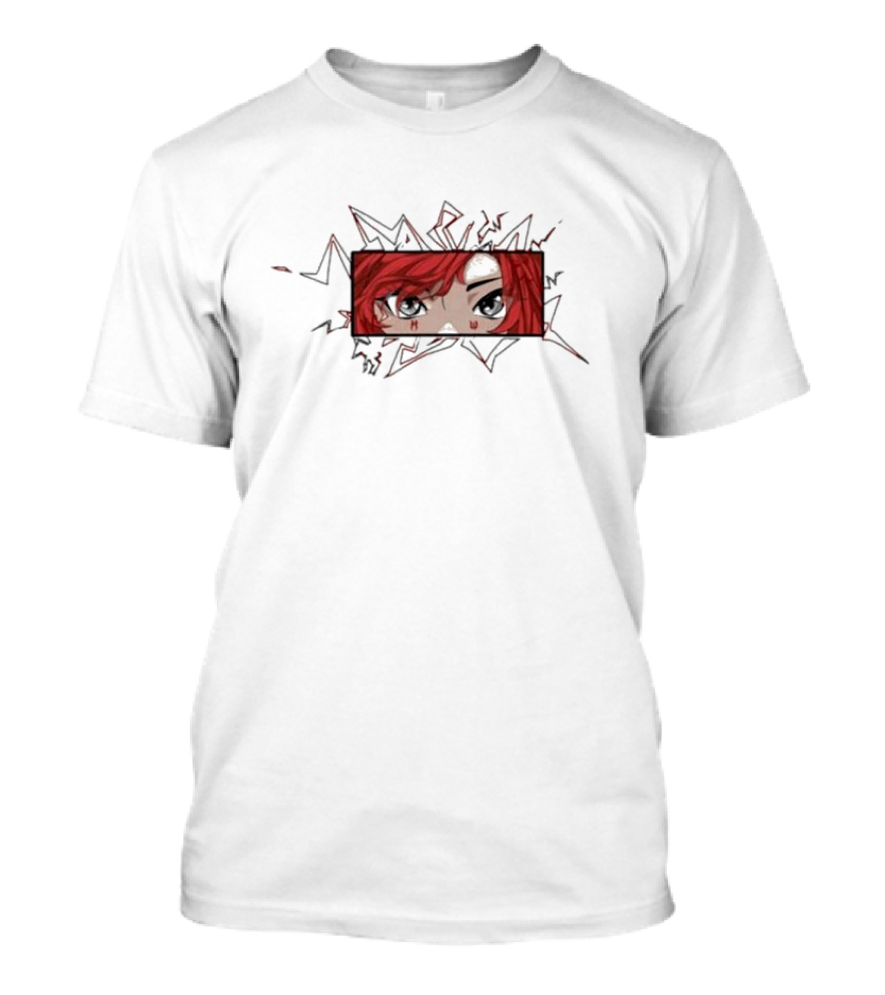 Hiswattson Recharged Anime Character Red Hair And Bold Eyes T-Shirt
