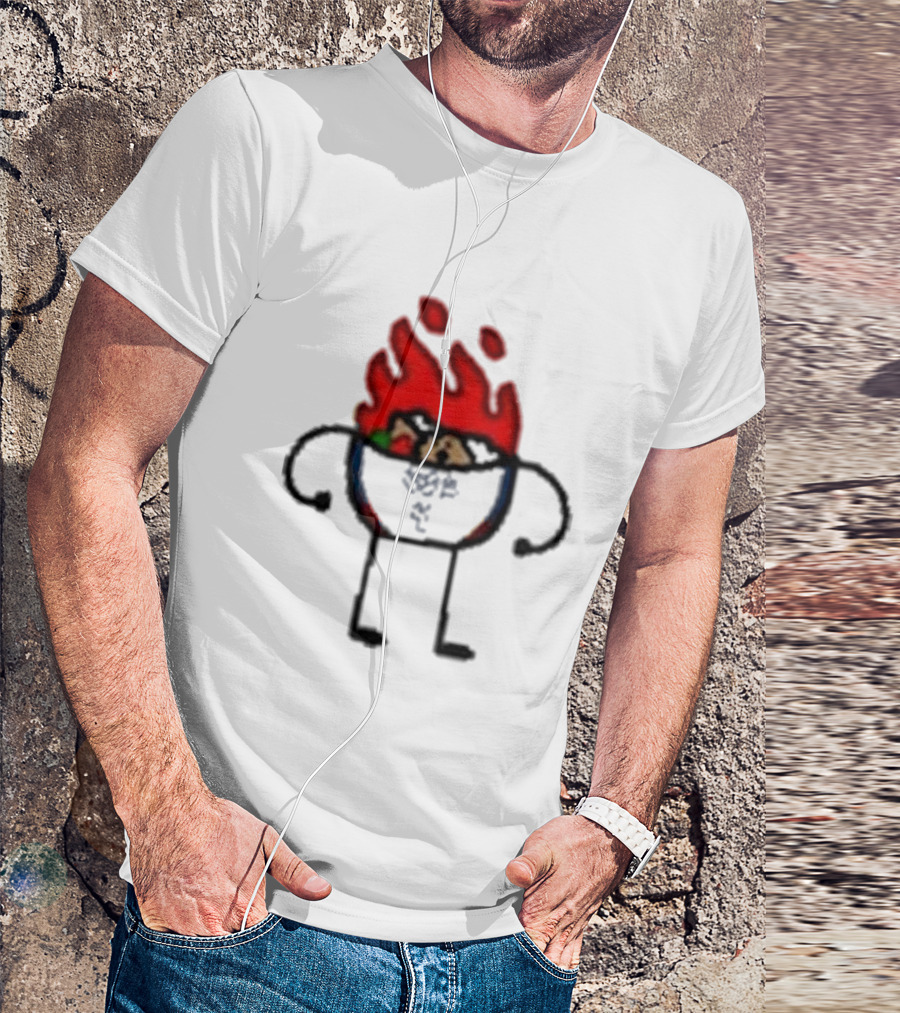 Paint Hot Curry Animated Flame Bowl With Stick Figure Arms Legs T-Shirt