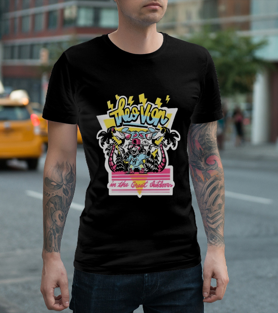 Theo Von in the Great Outdoors with Fun Wilderness Vibes T-Shirt