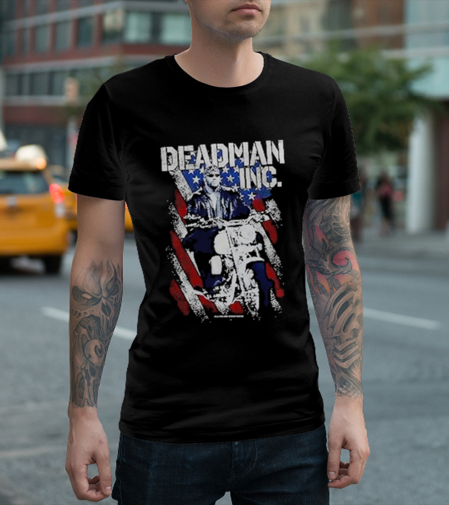 WWE Undertaker Deadman Inc American Flag Motorcycle Rider T-Shirt