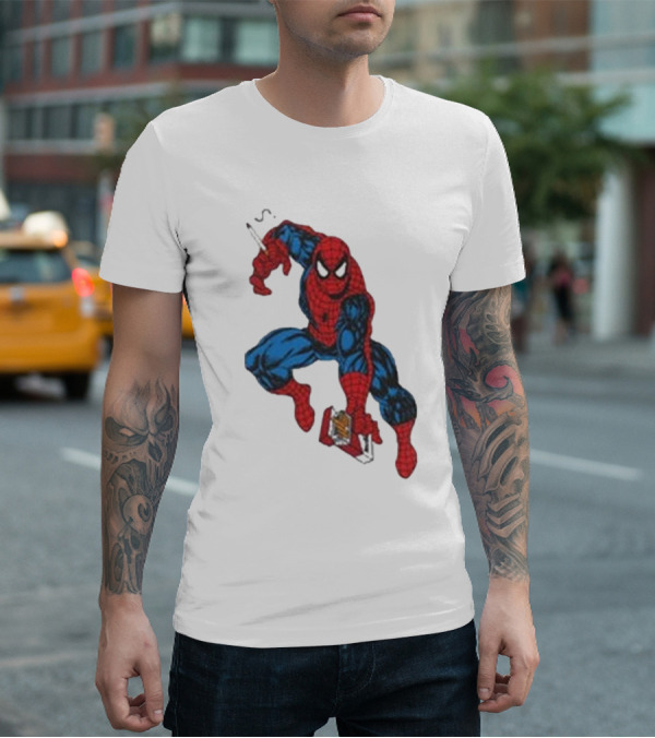 The Amazing Smokerman Comic Parody Smoking Jumping Hero T-Shirt