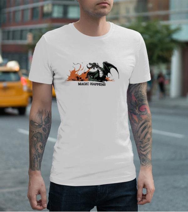 Magic Happens Dragon With Flames Art Of Baker T-Shirt