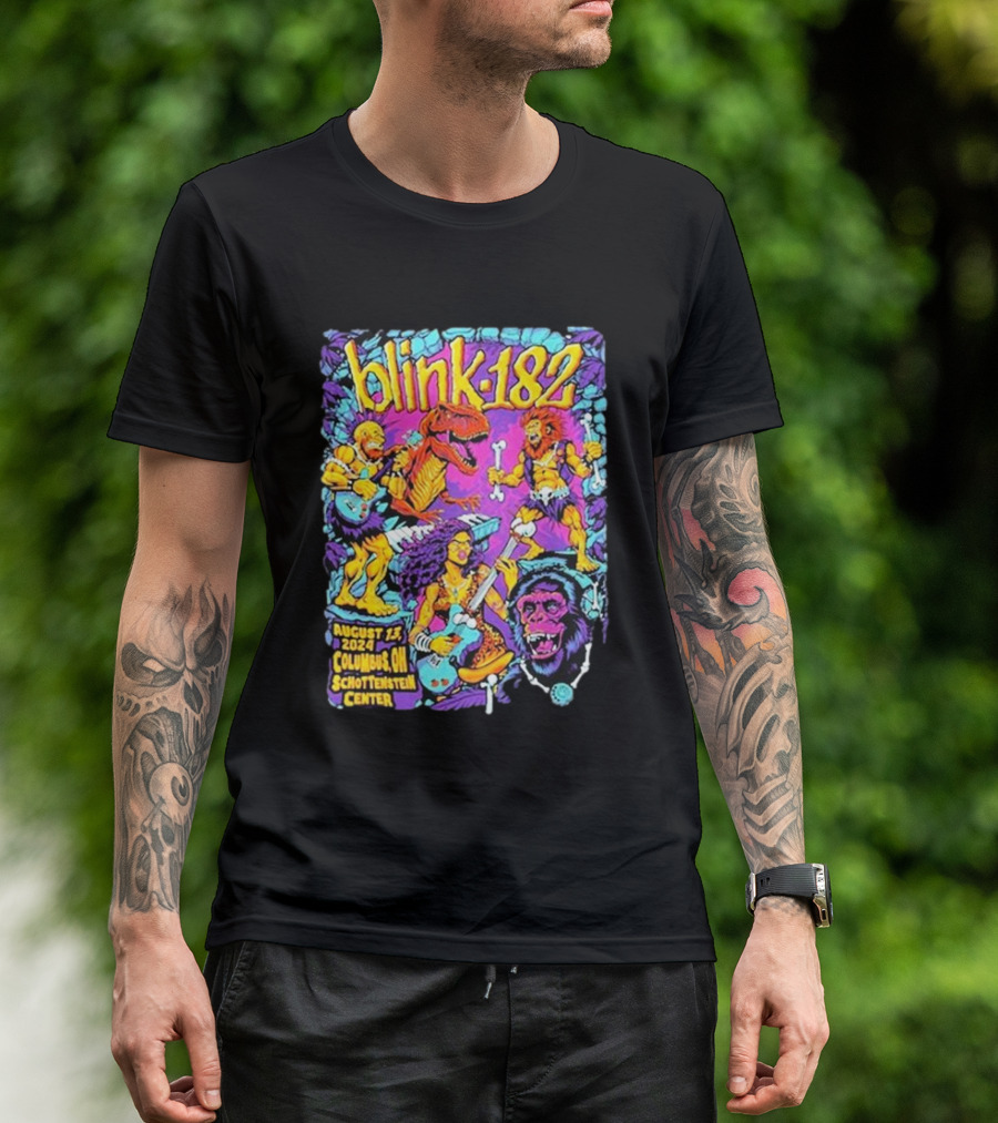 Blink 182 August 13 2024 Columbus OH Schottenstein Center Dinosaur Lion Gorilla Concert T-Shirt
