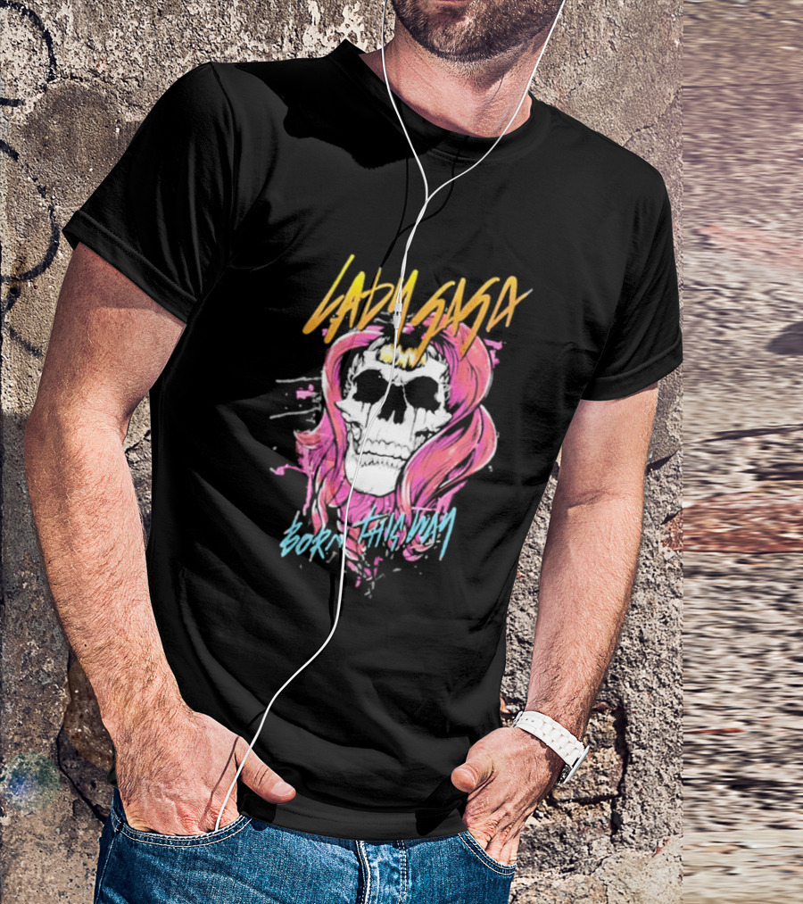 Lady Gaga Born This Way Skull Pink Hair T-Shirt
