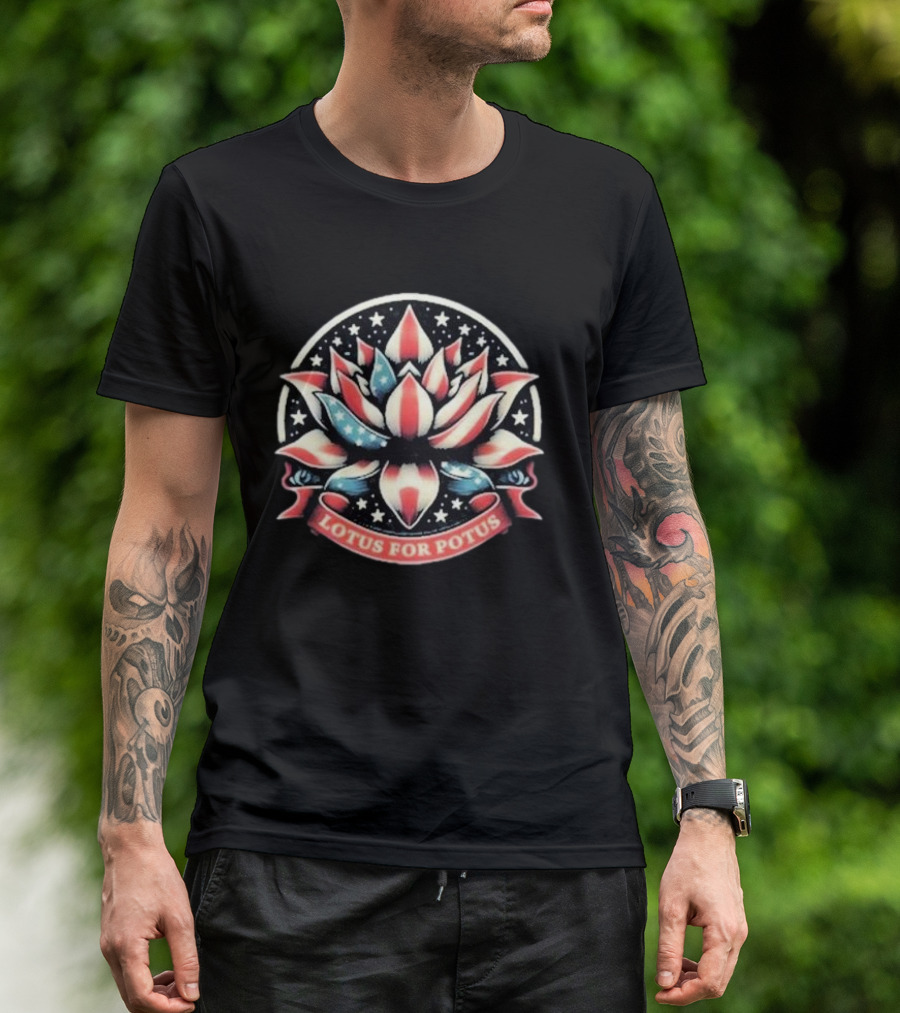 Lotus For Potus Vintage Harris American Flag Stars T-Shirt