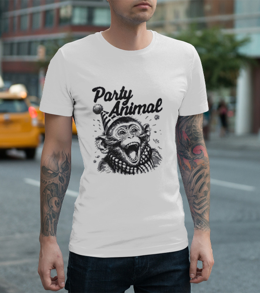 Party Animal Monkey Wearing Festive Hat T-Shirt