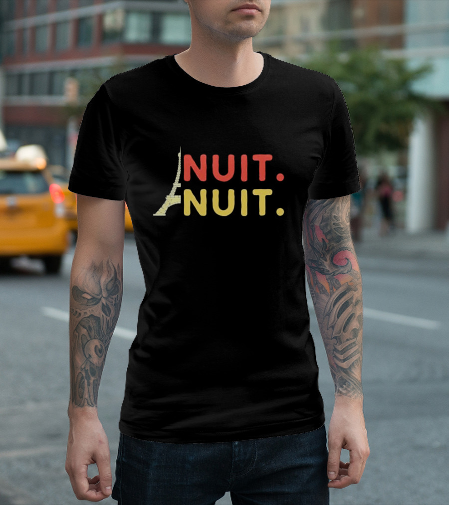 Nuit Nuit Night French Words Paris Tower Tour Eiffel Pullover T-Shirt
