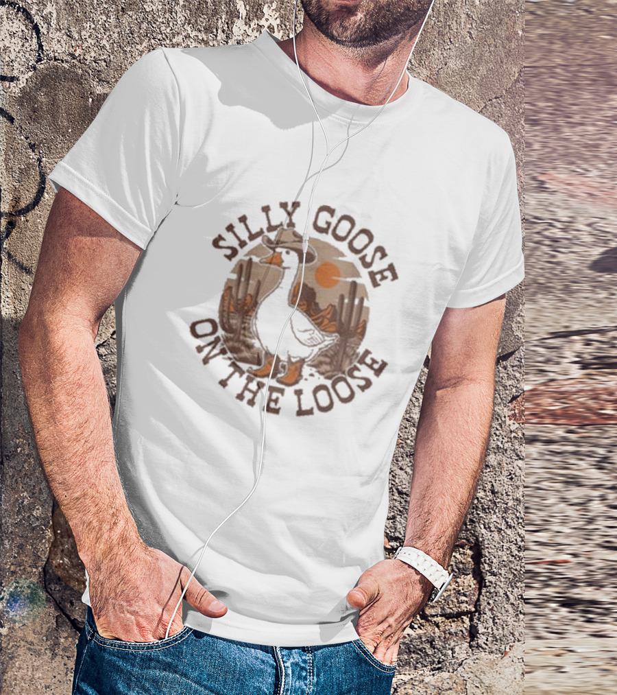 Silly Goose On The Loose Cowboy Desert Scene T-Shirt