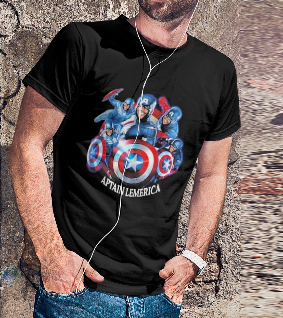Captain Lemerica Superhero Parody Shield Characters T-Shirt