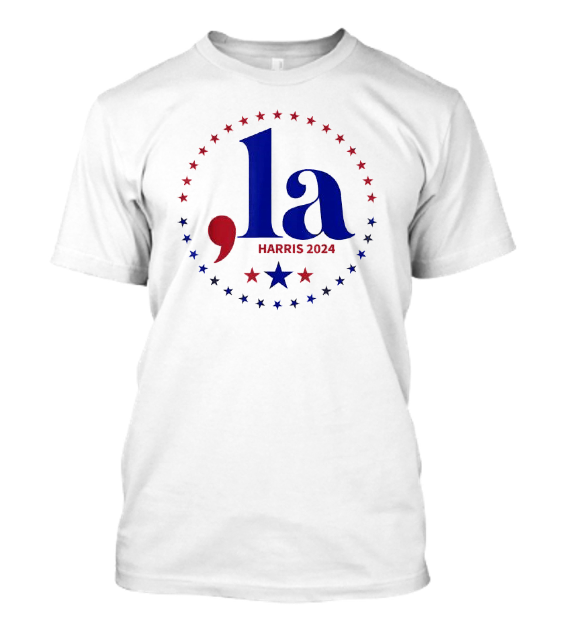 Comma LA Kamala Harris 2024 Campaign Funny Political Stars T-Shirt