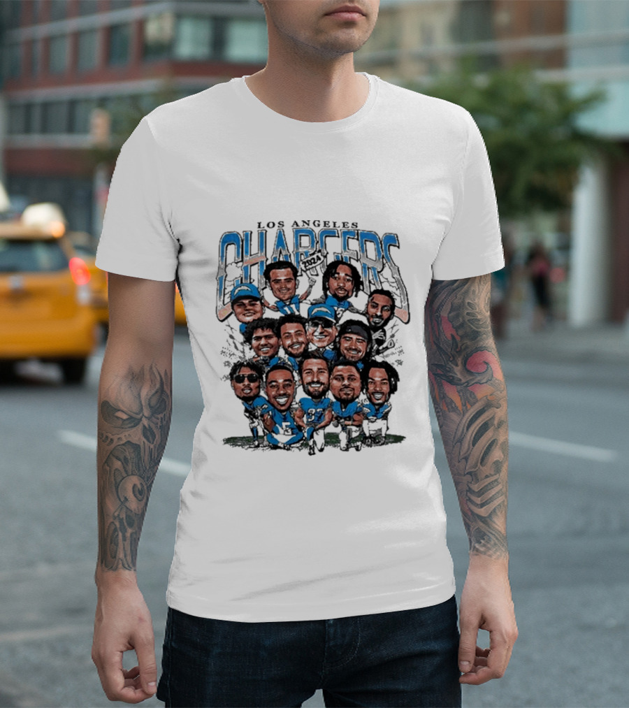Los Angeles Chargers 2024 Football Team Caricature Players T-Shirt
