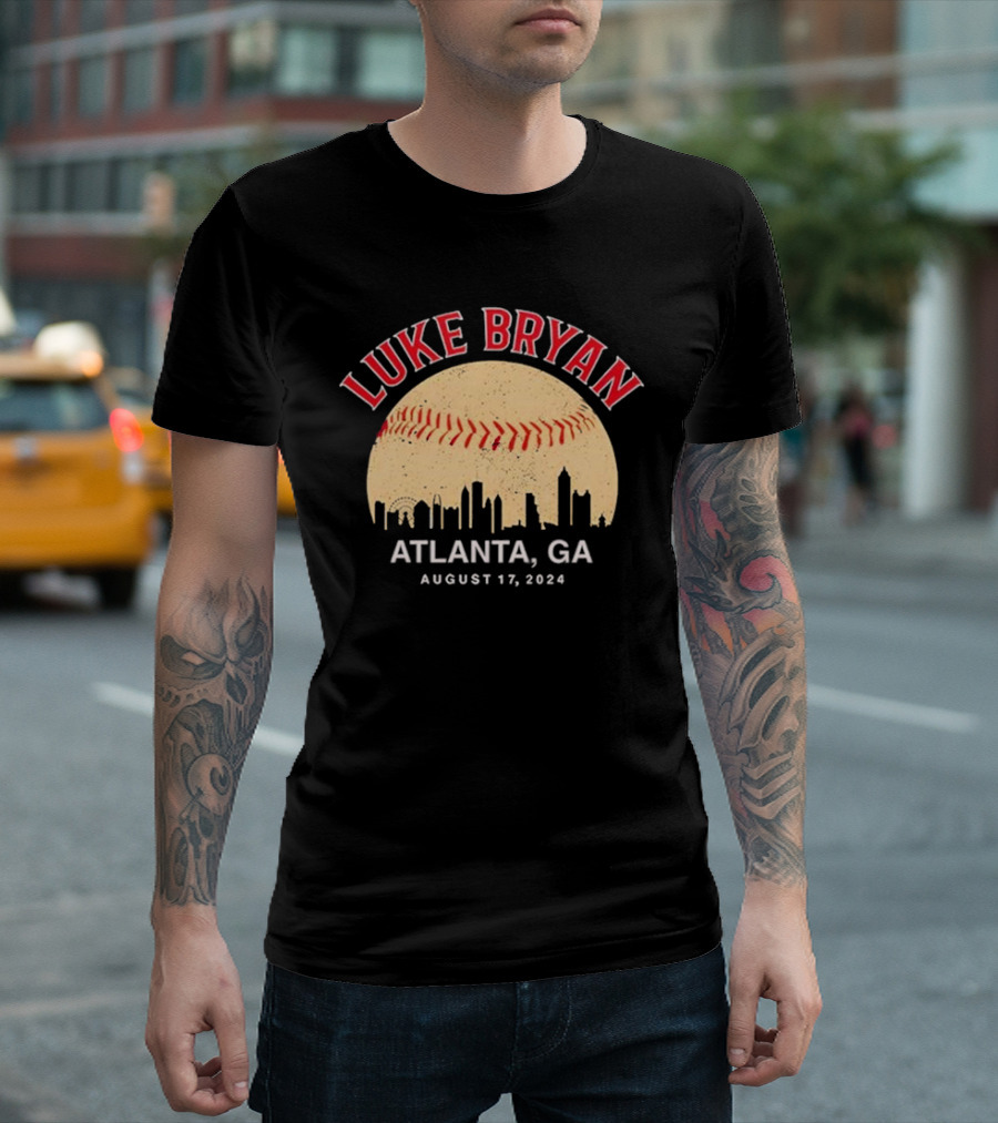 Luke Bryan Atlanta GA August 17 2024 Baseball Skyline T-Shirt