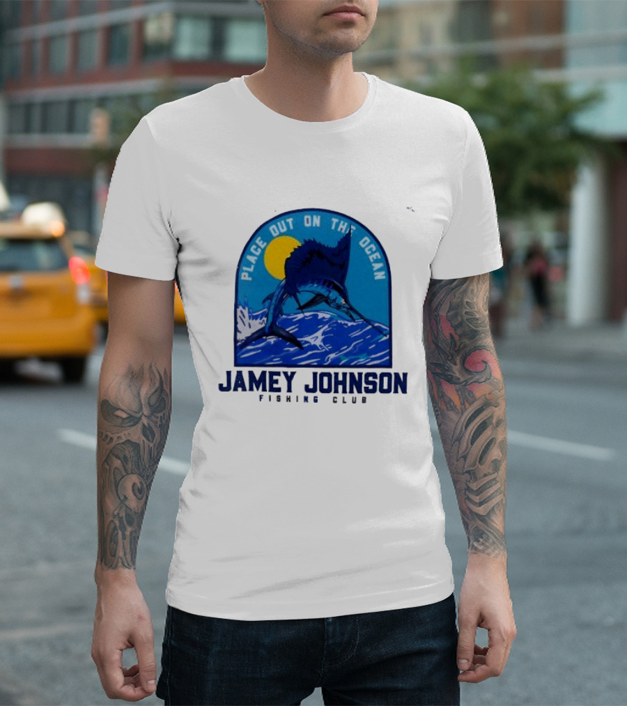 Place Out On The Ocean Jamey Johnson Fishing Club Marlin Jumping T-Shirt