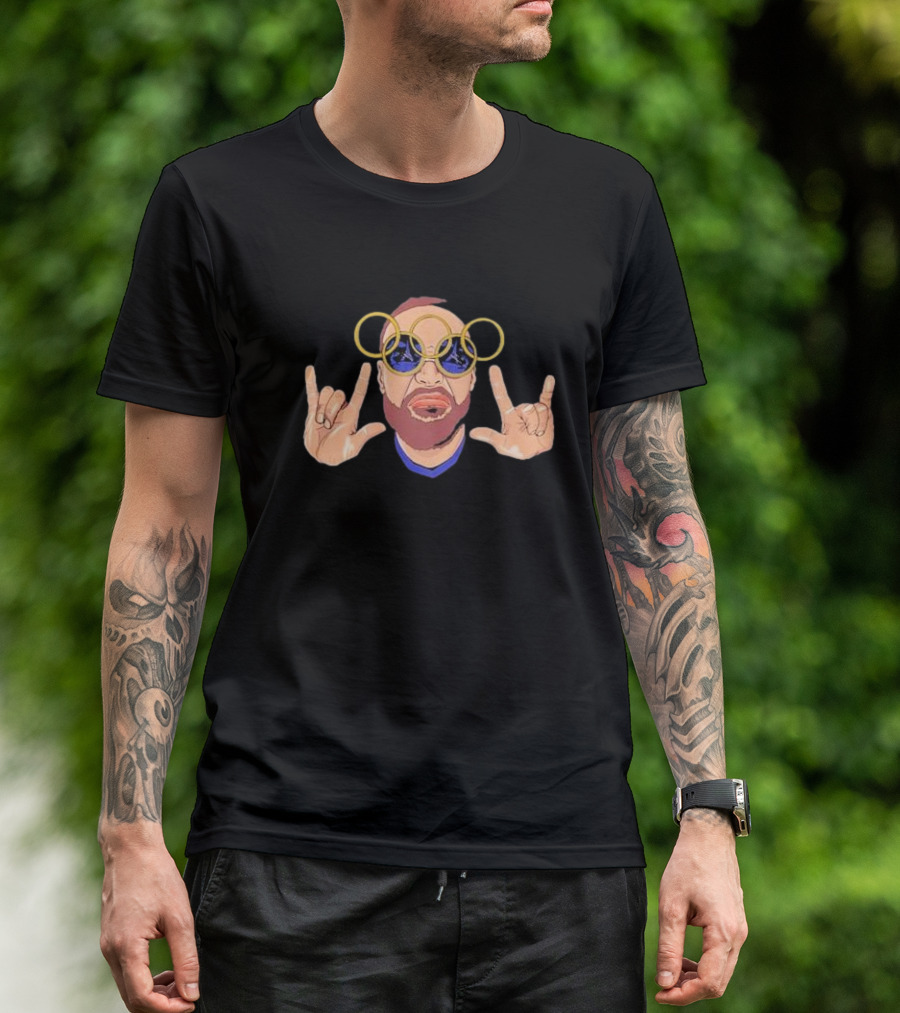 Steph Olympic Gold Medalist Paris France Sunglasses Iconic Rings Gesture T-Shirt