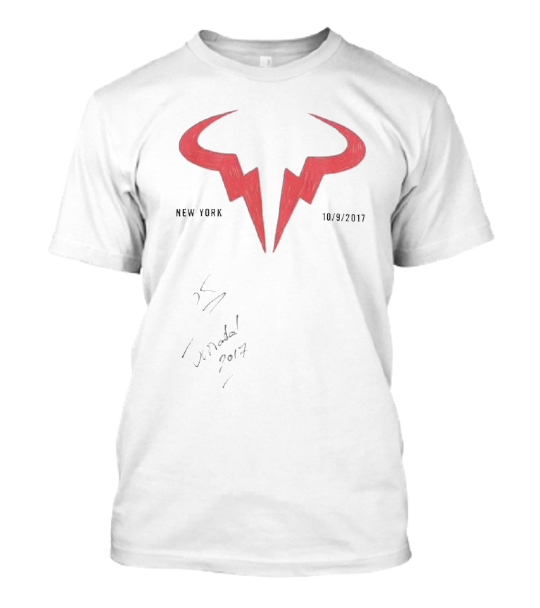 Rafael Nadal Autograph New York 10/9/2017 US Open T-Shirt