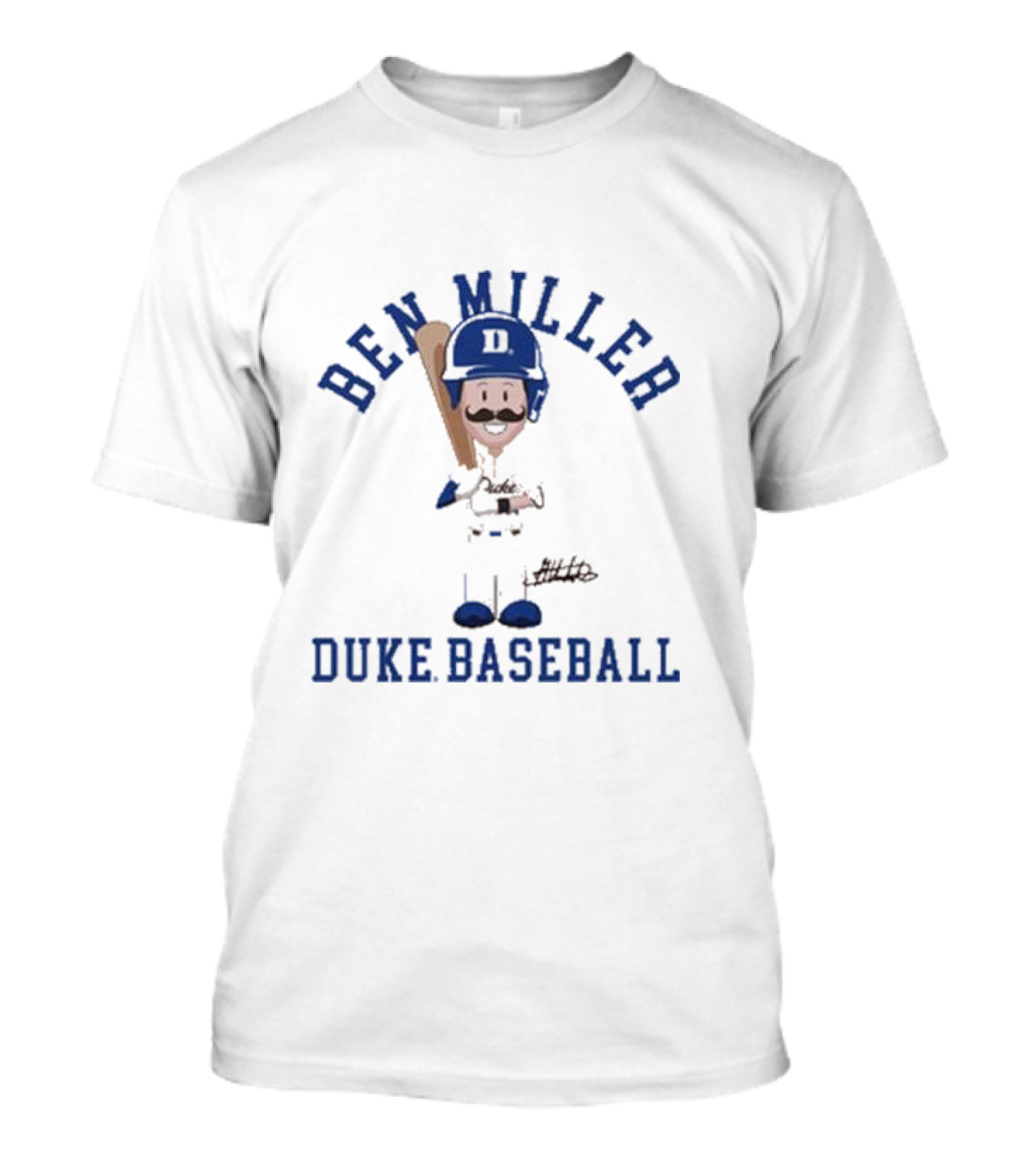 Ben Miller Duke Baseball Chibi Cartoon Signature T-Shirt