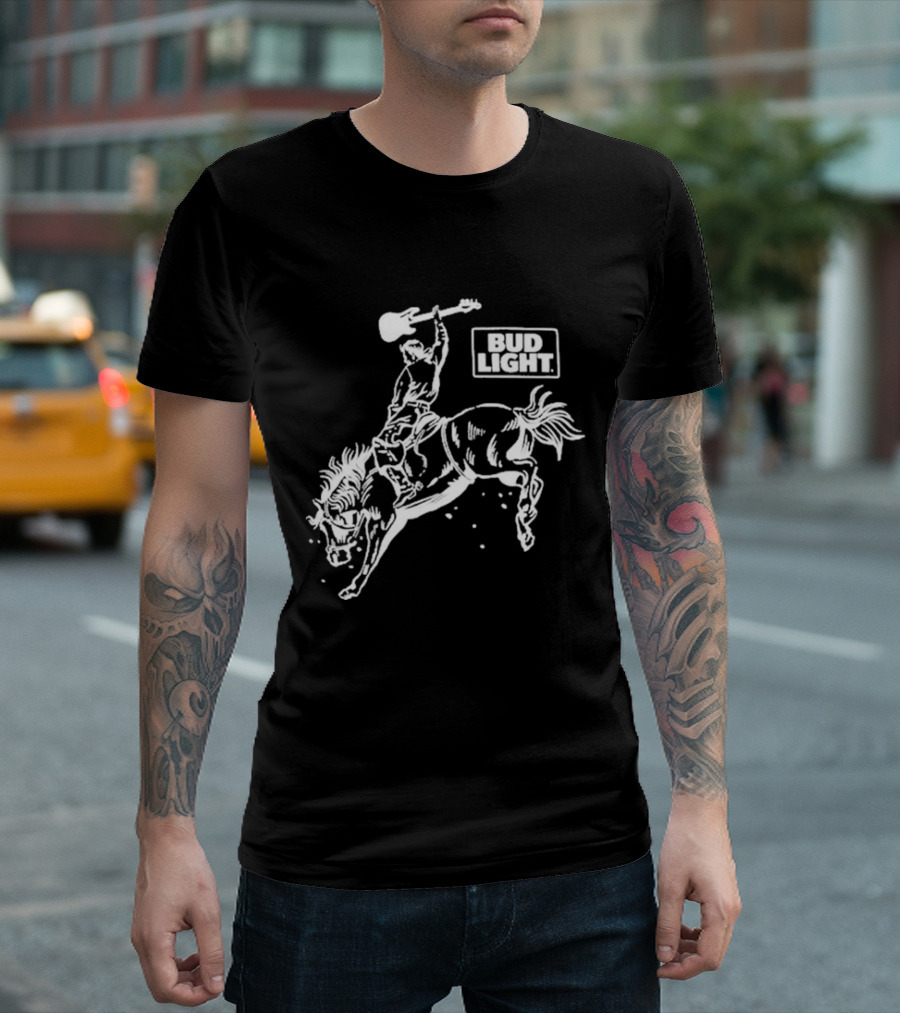 Bud Light Guitar Riding Rodeo Horse T-Shirt