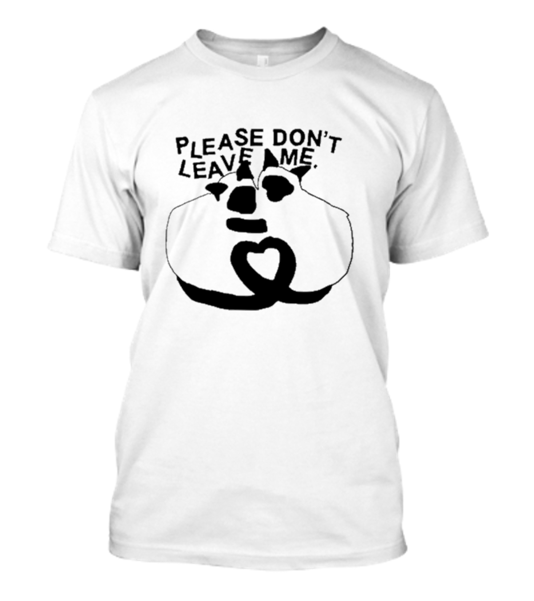 Please Don’t Leave Me Sad Cartoon Cat With Heart Shape T-Shirt