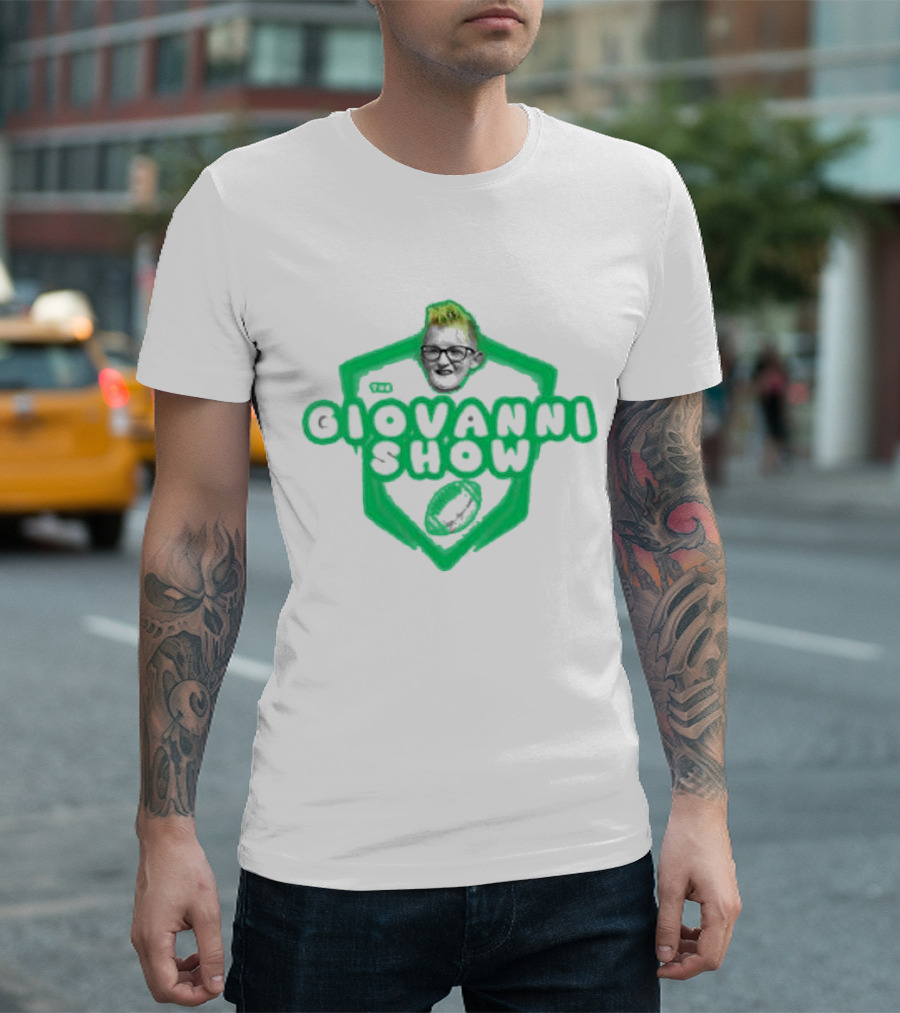 Support The Giovanni Show Football Badge T-Shirt