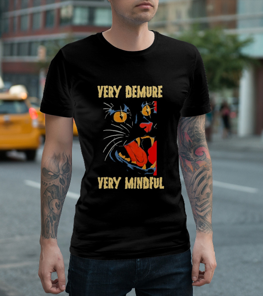 Very Demure Very Mindful Black Cat T-Shirt