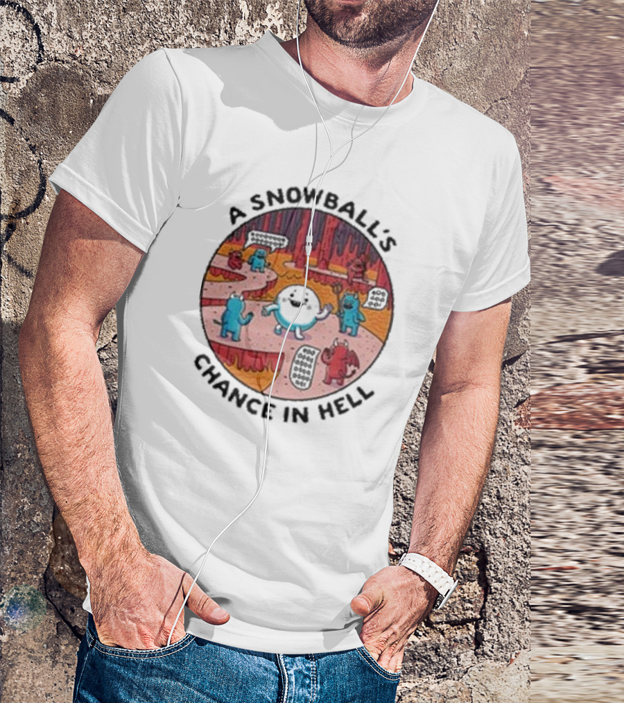 A Snowball’s Chance In Hell Blue And Red Demon Cartoon Scene T-Shirt