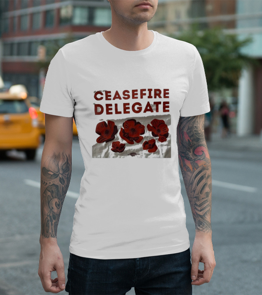 Ceasefire Delegate Red Poppies and Peace T-Shirt
