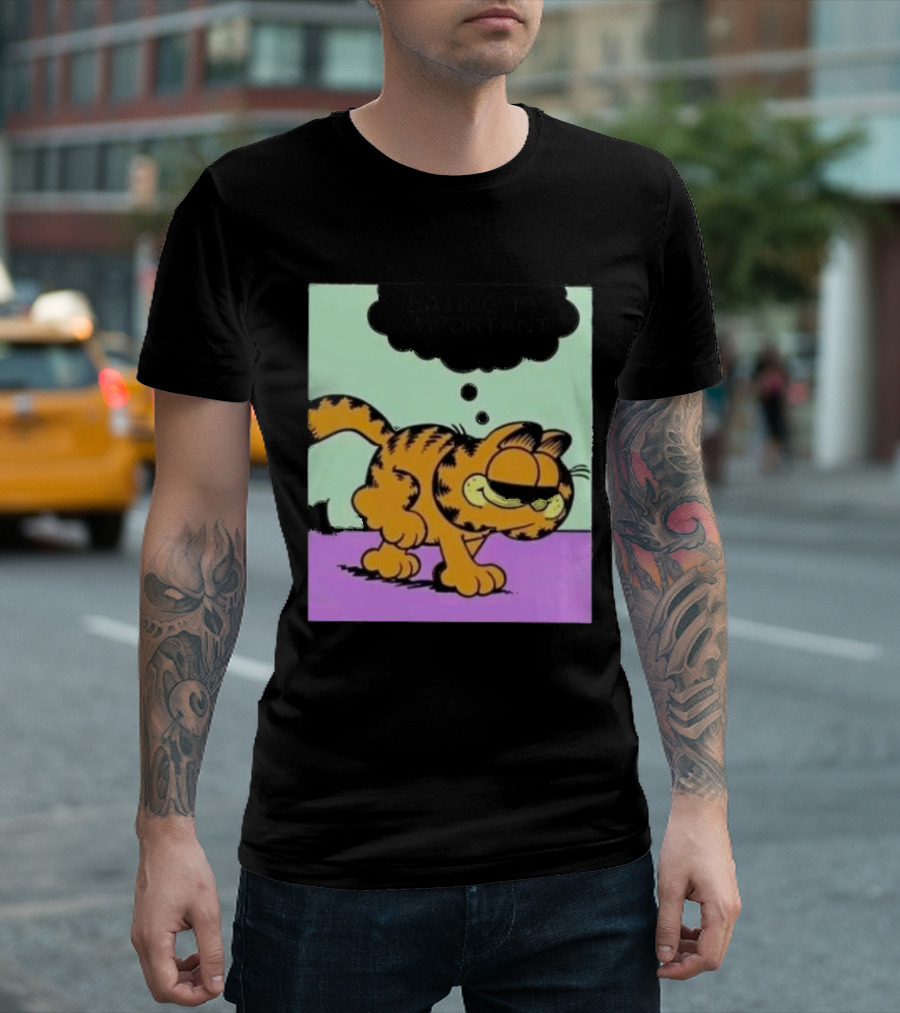 Garfield Eating Is Important Cartoon Character Comic Strip Image T-Shirt