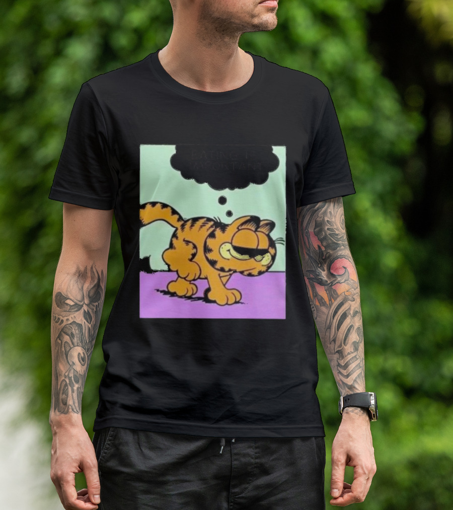 Garfield Eating Is Important Cartoon Character Comic Strip Image T-Shirt