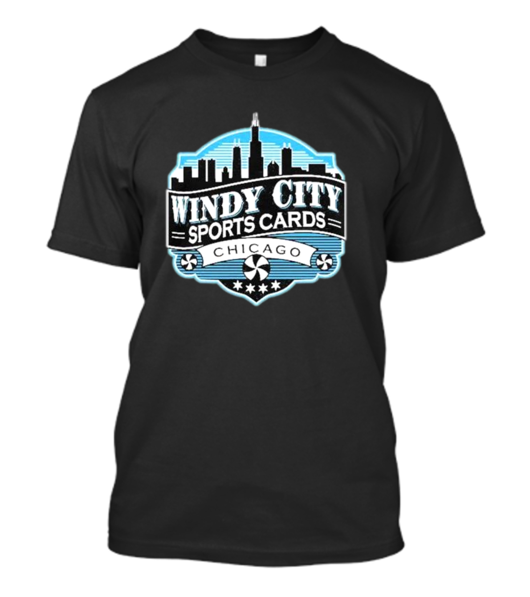 Windy City Sports Cards Chicago Skyline Badge T-Shirt